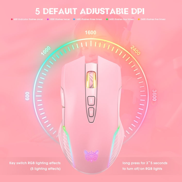 ONIKUMA CW905 2.4G RGB Lighting Wireless Mouse(Pink) - Wireless Mice by ONIKUMA | Online Shopping South Africa | PMC Jewellery | Buy Now Pay Later Mobicred