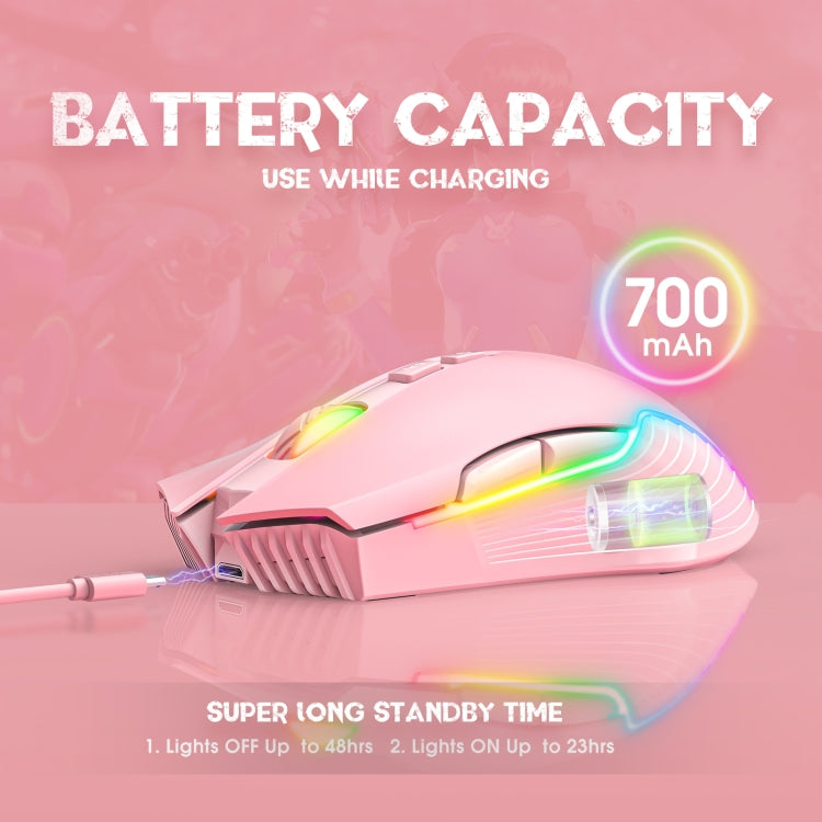 ONIKUMA CW905 2.4G RGB Lighting Wireless Mouse(Pink) - Wireless Mice by ONIKUMA | Online Shopping South Africa | PMC Jewellery | Buy Now Pay Later Mobicred