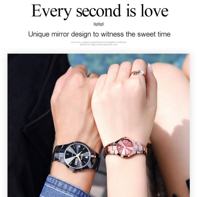 1 Pair OLEVS 8697 Couple Fashion Waterproof Luminous Quartz Watch(Black + Rose Gold) - Couple Watches by OLEVS | Online Shopping South Africa | PMC Jewellery | Buy Now Pay Later Mobicred