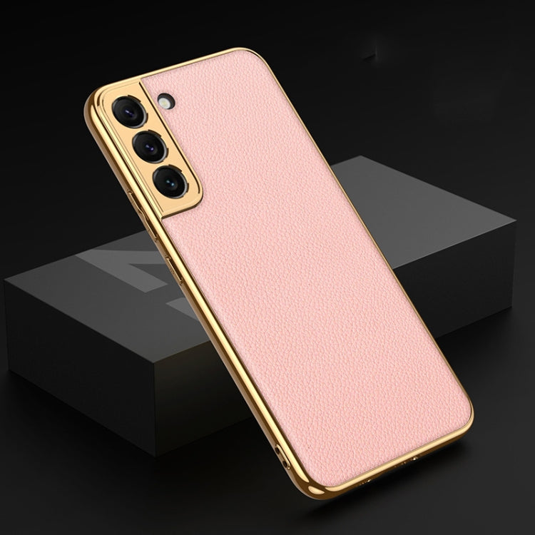 For Samsung Galaxy S22 5G GKK Plating TPU + Leather Full Coverage Phone Case(Pink) - Galaxy S22 5G Cases by GKK | Online Shopping South Africa | PMC Jewellery