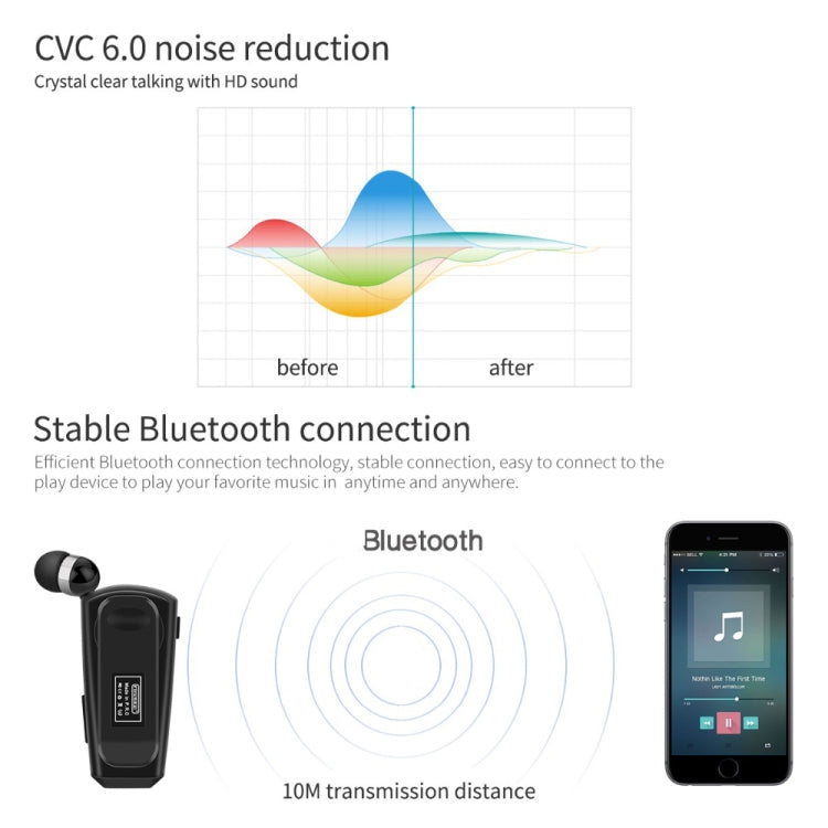 Fineblue F990 CVC6.0 Noise Reduction Lavalier Bluetooth Earphone, Support Vibration Reminder(Black) - Bluetooth Earphone by Fineblue | Online Shopping South Africa | PMC TechLife | Buy Now Pay Later Mobicred