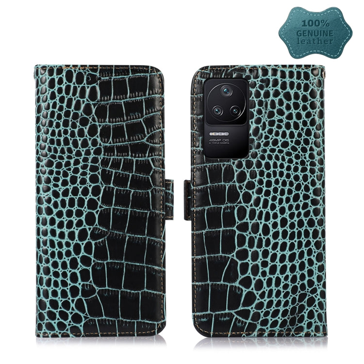 For Xiaomi Redmi K40S Crocodile Top Layer Cowhide Leather Phone Case(Green) - Xiaomi Cases by PMC TechLife | Online Shopping South Africa | PMC TechLife