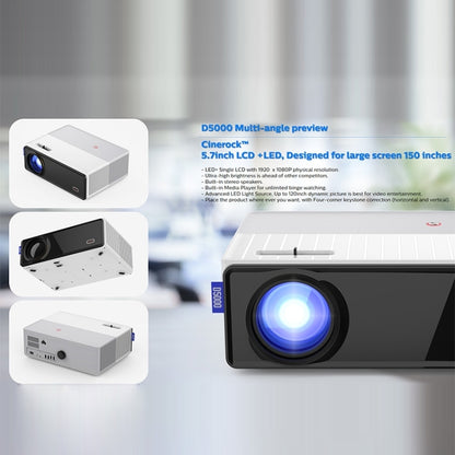 VIVIBRIGHT D5000 1920x1080P 420ANSI 6000Lumens LCD + LED HD Digital Projector, Basic Version UK Plug - LED Projector by VIVIBRIGHT | Online Shopping South Africa | PMC Jewellery