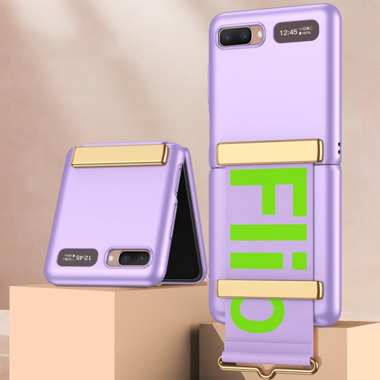 For Samsung Galaxy Z Flip GKK Ultra-thin Full Coverage Phone Flip Case with Wristband(Purple) - Galaxy Phone Cases by GKK | Online Shopping South Africa | PMC Jewellery