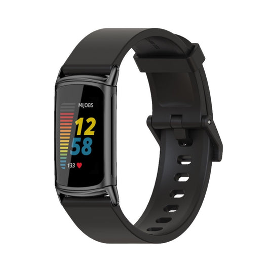 For Fitbit Charge 5 Mijobs Soft Silicone  Watch Band(Black) - Watch Bands by MIJOBS | Online Shopping South Africa | PMC Jewellery | Buy Now Pay Later Mobicred