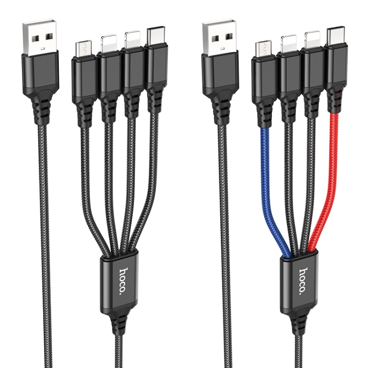 hoco X76 4 in 1 2A Dual 8 Pin + USB-C / Type-C + Micro USB Super Charging Cable,Length: 1m(Multicolor) - Multifunction Cable by hoco | Online Shopping South Africa | PMC Jewellery