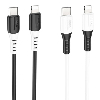hoco 20W X82 3A PD USB-C / Type-C to 8 Pin Silicone Charging Data Cable,Length: 1m(Black) - 2 in 1 Cable by hoco | Online Shopping South Africa | PMC Jewellery