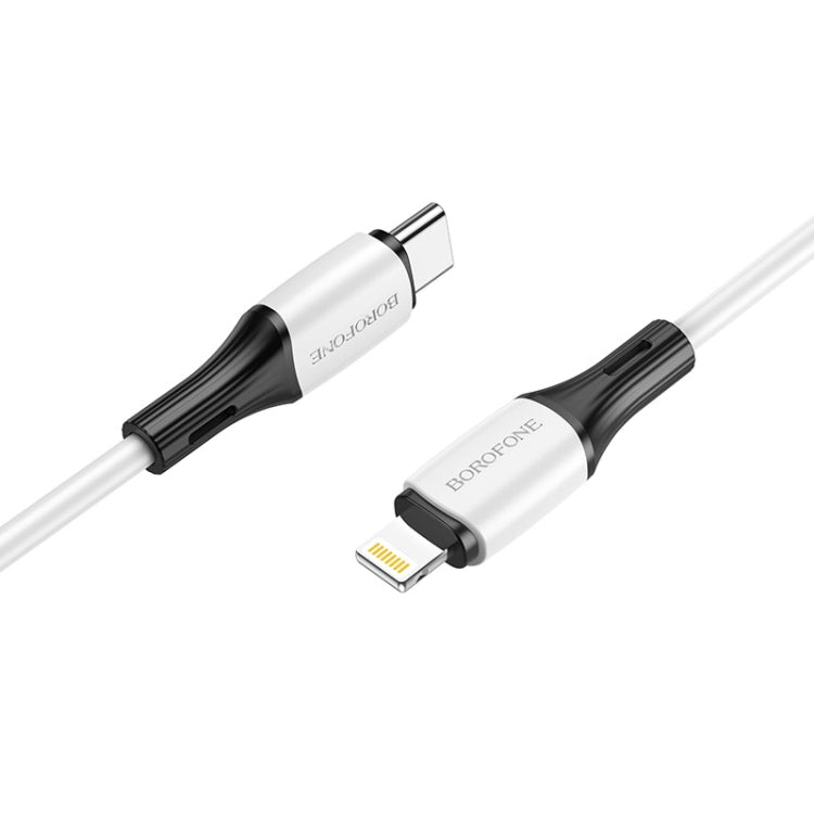 Borofone BX79 Type-C / USB-C to 8 Pin PD Silicone Sync Data Charging Cable, Length: 1m(White) - 2 in 1 Cable by Borofone | Online Shopping South Africa | PMC Jewellery