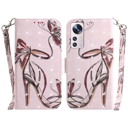 For Xiaomi 12 / 12X 3D Colored Horizontal Flip Leather Phone Case(Butterfly High-heeled) - 12 Cases by PMC Jewellery | Online Shopping South Africa | PMC Jewellery