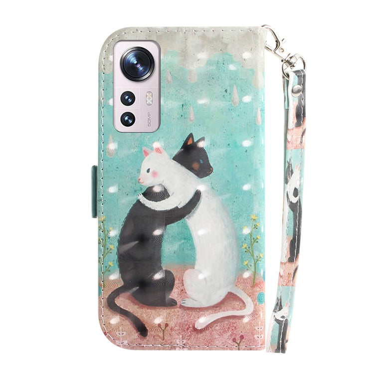 For Xiaomi 12 / 12X 3D Colored Horizontal Flip Leather Phone Case(Black White Cat) - 12 Cases by PMC Jewellery | Online Shopping South Africa | PMC Jewellery