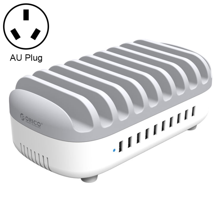 ORICO DUK-10P-DX 120W 5V 2.4A 10 Ports USB Charging Station, AU Plug(White) - Multifunction Charger by ORICO | Online Shopping South Africa | PMC Jewellery