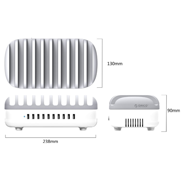 ORICO DUK-10P-DX 120W 5V 2.4A 10 Ports USB Charging Station, AU Plug(White) - Multifunction Charger by ORICO | Online Shopping South Africa | PMC Jewellery