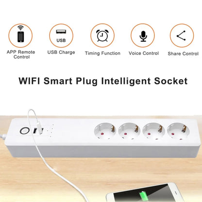 ZigBee 16A SM-SO306-E 4 Holes + 2 USB Multi-purpose Smart Power Strip, EU Plug - Smart Socket by PMC Jewellery | Online Shopping South Africa | PMC Jewellery