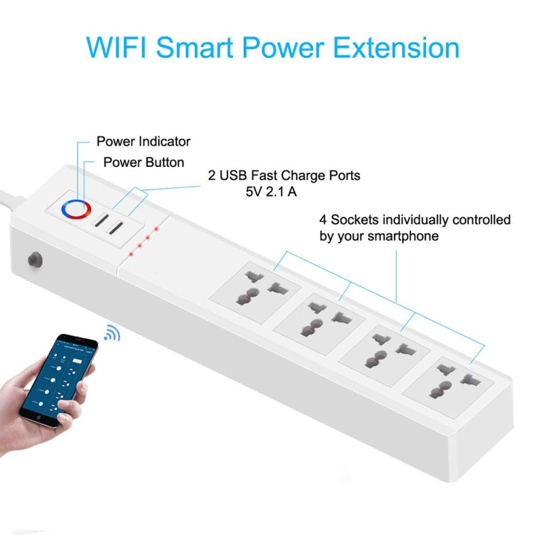 WiFi 16A SM-SO306-M 4 Holes + 2 USB Multi-purpose Smart Power Strip(UK Plug) - Smart Socket by PMC Jewellery | Online Shopping South Africa | PMC Jewellery