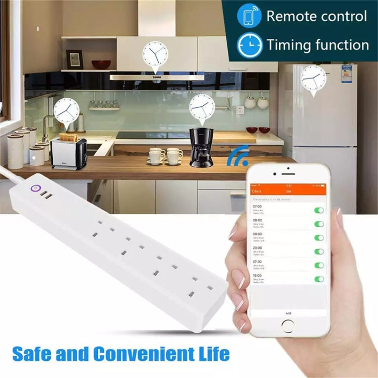 WiFi 10A SM-SO306-K 4 Holes + 2 USB Multi-purpose Smart Power Strip, UK Plug - Smart Socket by PMC Jewellery | Online Shopping South Africa | PMC Jewellery