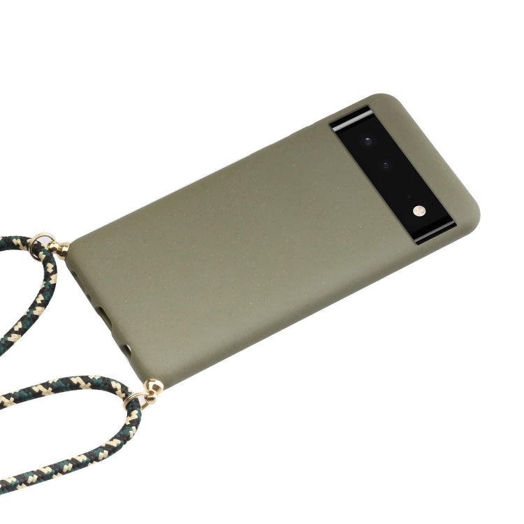 For Google Pixel 6 Wheat Straw Material + TPU Protective Case with Lanyard(Army Green) - Google Cases by PMC Jewellery | Online Shopping South Africa | PMC Jewellery