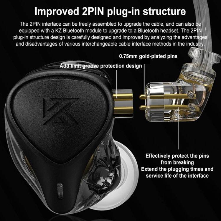 KZ-ZEX PRO 1.2m Electrostatic Coil Iron Hybrid In-Ear Headphones, Style:Without Microphone(Black) - In Ear Wired Earphone by KZ | Online Shopping South Africa | PMC Jewellery