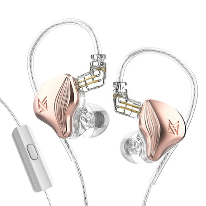 KZ-ZEX 1.2m Electrostatic Dynamic In-Ear Sports Music Headphones, Style:With Microphone(Rose Gold) - In Ear Wired Earphone by KZ | Online Shopping South Africa | PMC Jewellery | Buy Now Pay Later Mobicred