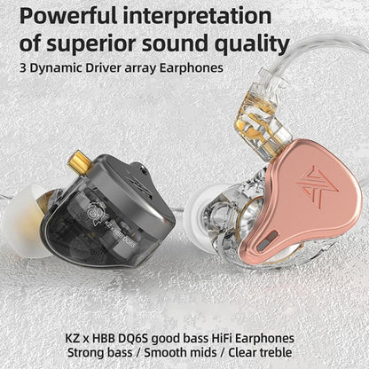 KZ-DQ6S 1.2m Three-Unit Dynamic Subwoofer In-Ear Headphones, Style:Without Microphone(Black) - In Ear Wired Earphone by KZ | Online Shopping South Africa | PMC Jewellery