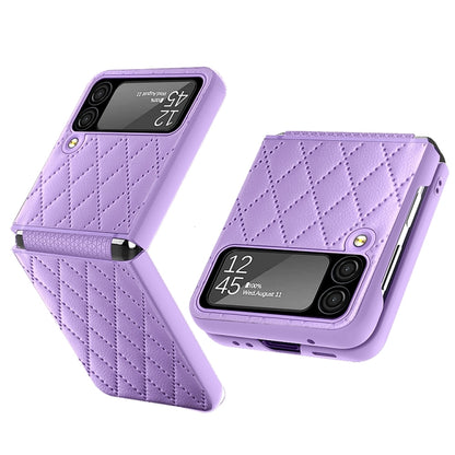 For Samsung Galaxy Z Flip4 Diamond Lattice Hinge Phone Case(Purple) - Galaxy Z Flip4 5G Cases by PMC Jewellery | Online Shopping South Africa | PMC Jewellery