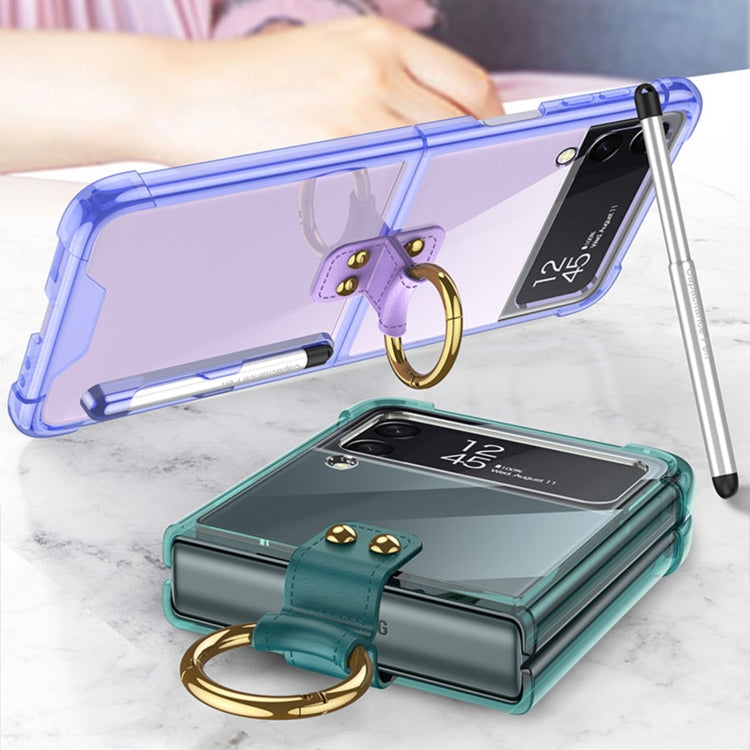 For Samsung Galaxy Z Flip4 GKK Airbag Protective Phone Case with Ring & Pen(Blue) - Galaxy Z Flip4 5G Cases by GKK | Online Shopping South Africa | PMC Jewellery