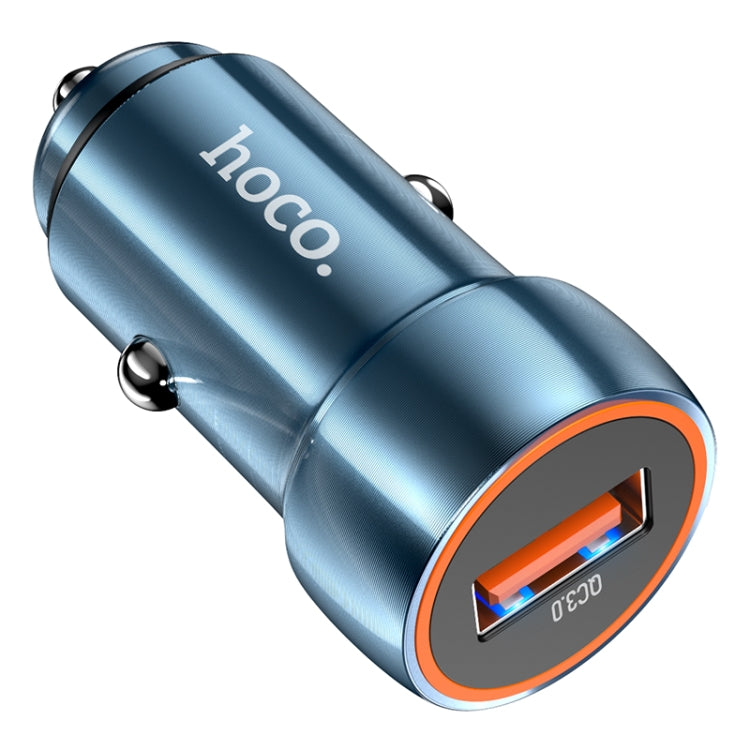 hoco Z46 Blue Shield Single Port QC3.0 Car Charger(Sapphire Blue) - Car Charger by hoco | Online Shopping South Africa | PMC Jewellery