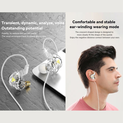 QKZ DMX Sports In-ear HIFI 3.5mm Wired Control Earphone with Mic(Transparent) - In Ear Wired Earphone by QKZ | Online Shopping South Africa | PMC Jewellery