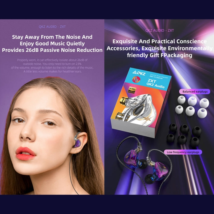 QKZ ZXT Sports In-ear Wired Control Plug HIFI Stereo Stage Monitor Earphone, Style:with Mic(Colorful) - In Ear Wired Earphone by QKZ | Online Shopping South Africa | PMC Jewellery