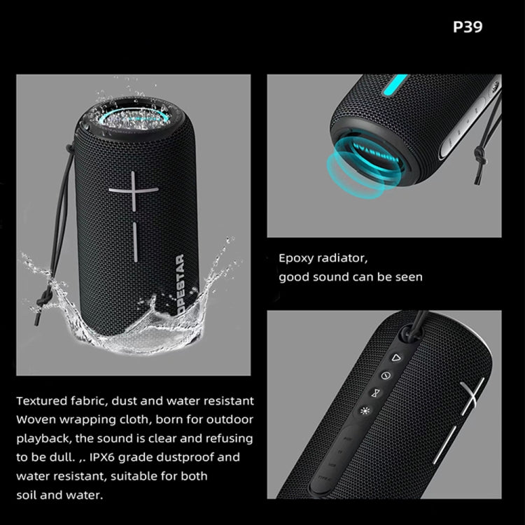 HOPESTAR P39 Outdoor Waterproof RGB Light Wireless Bluetooth Speaker(Grey) - Waterproof Speaker by HOPESTAR | Online Shopping South Africa | PMC Jewellery