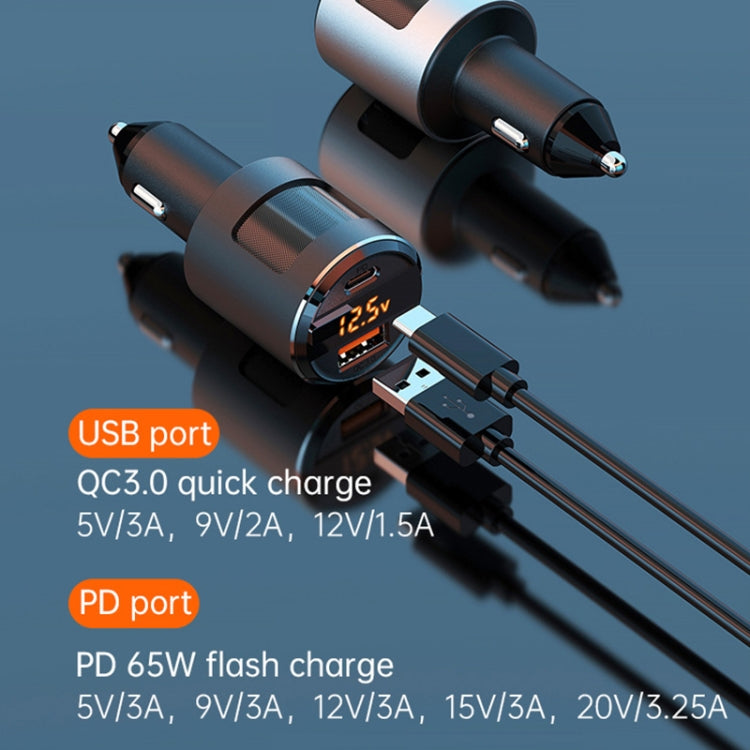 SC01 65W QC3.0 + PD Dual Ports Car Charger with Voltage Display(Black) - Car Charger by PMC Jewellery | Online Shopping South Africa | PMC Jewellery