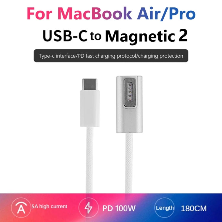 100W 5 Pin MagSafe 2 (T-shaped) to USB-C / Type-C PD Charging Cable, Cable Length: 1.8m - Cable & Adapter by PMC TechLife | Online Shopping South Africa | PMC TechLife