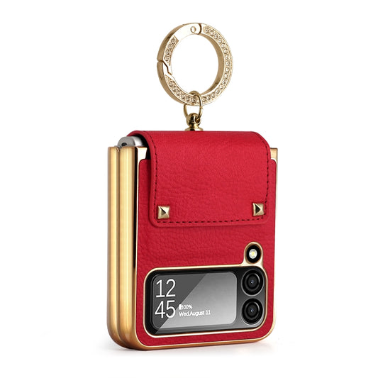 For Samsung Galaxy Z Flip4 5G GKK Colorful PU Phone Case with Ring Holder(Red) - Galaxy Z Flip4 5G Cases by GKK | Online Shopping South Africa | PMC Jewellery