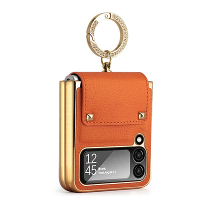 For Samsung Galaxy Z Flip4 5G GKK Colorful PU Phone Case with Ring Holder(Orange) - Galaxy Z Flip4 5G Cases by GKK | Online Shopping South Africa | PMC Jewellery