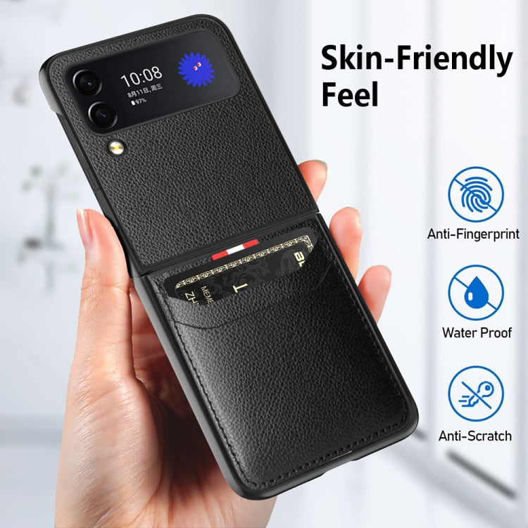 For Samsung Galaxy Z Flip4 5G GKK Litchi Texture Card Slot Phone Case(Black) - Galaxy Z Flip4 5G Cases by GKK | Online Shopping South Africa | PMC Jewellery