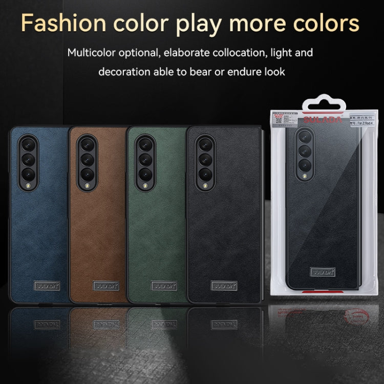 For Samsung Galaxy Z Fold4 SULADA Shockproof TPU + Handmade Leather Protective Case(Black) - Galaxy Z Fold4 5G Cases by SULADA | Online Shopping South Africa | PMC TechLife