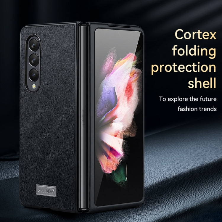 For Samsung Galaxy Z Fold4 SULADA Shockproof TPU + Handmade Leather Protective Case(Black) - Galaxy Z Fold4 5G Cases by SULADA | Online Shopping South Africa | PMC TechLife