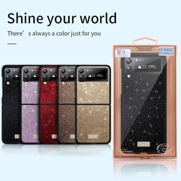 For Samsung Galaxy Z Flip4 SULADA Shockproof TPU + Handmade Leather Phone Case(Black) - Galaxy Z Flip4 5G Cases by SULADA | Online Shopping South Africa | PMC Jewellery | Buy Now Pay Later Mobicred