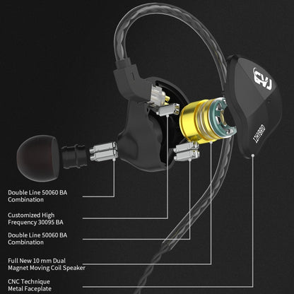 CVJ-CSN In-Ear Dual Magnetic Circuit Dynamic HIFI Wired Earphone, Style:Without Mic(Black) - In Ear Wired Earphone by CVJ | Online Shopping South Africa | PMC Jewellery | Buy Now Pay Later Mobicred