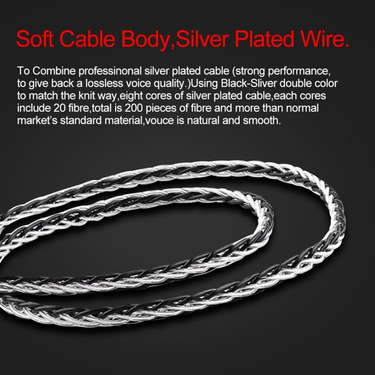 CVJ-CVM 1.2m 8 Core TC Silver Plated MMCX HIFI Earphone Update Cable, Style:With Mic - Cable & Splitter by CVJ | Online Shopping South Africa | PMC Jewellery