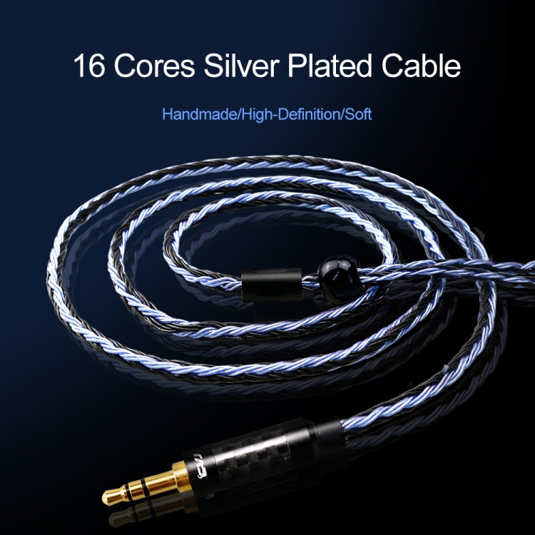 CVJ V3 1.2m 16 Cores Silver-plated 3.5mm Earphone Cable, Style:0.75mm(Silver-Blue) - Cable & Splitter by CVJ | Online Shopping South Africa | PMC Jewellery