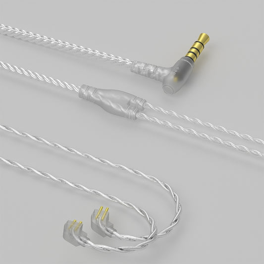 CVJ V7 1.25m 4-Cores Silver-plated 3.5mm Elbow Earphone Cable, Model:0.75mm No Mic(Silver) - Cable & Splitter by CVJ | Online Shopping South Africa | PMC Jewellery