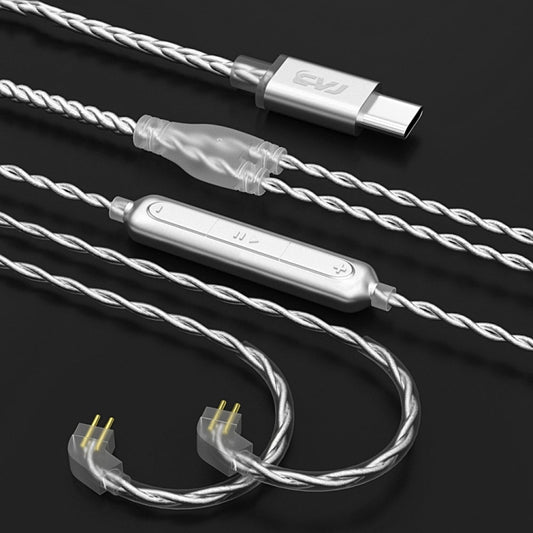 CVJ V5.TC 1.25m Type-C Digital Decoding Silver-plated Earphone Cable, Style:0.75mm(Silver) - Cable & Splitter by CVJ | Online Shopping South Africa | PMC Jewellery
