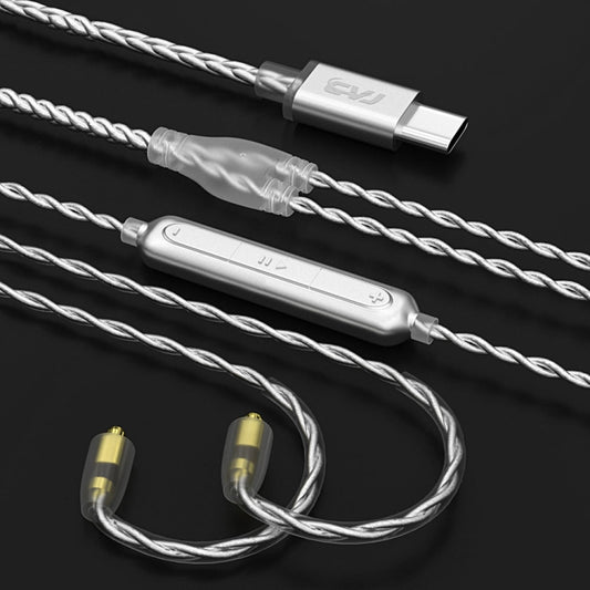 CVJ V5.TC 1.25m Type-C Digital Decoding Silver-plated Earphone Cable, Style:MMCX(Silver) - Cable & Splitter by CVJ | Online Shopping South Africa | PMC Jewellery
