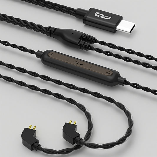 CVJ V6.TC 1.25m Type-C Digital Decoding Oxygen-free Copper Earphone Cable, Style:0.75mm(Black) - Cable & Splitter by CVJ | Online Shopping South Africa | PMC Jewellery