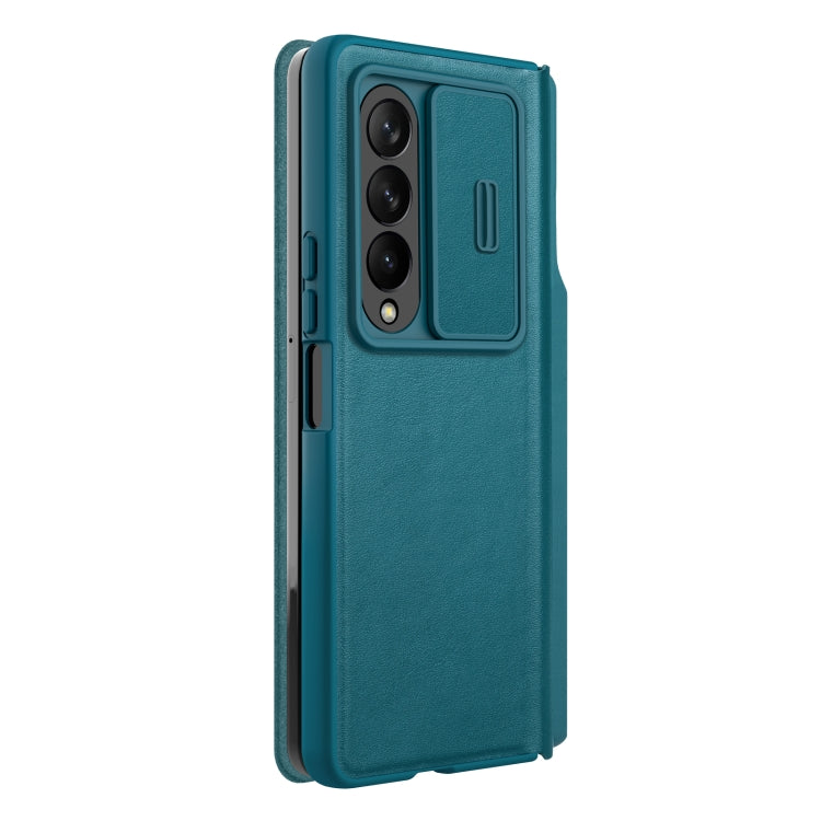 For Samsung Galaxy Z Fold4 5G NILLKIN QIN Series Pro Sliding Camera Cover Design Leather Phone Case(Cyan) - Galaxy Z Fold4 5G Cases by NILLKIN | Online Shopping South Africa | PMC Jewellery