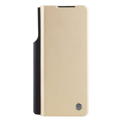 For Samsung Galaxy Z Fold4 5G NILLKIN QIN Series Pro Sliding Camera Cover Design Leather Phone Case(Gold) - Galaxy Z Fold4 5G Cases by NILLKIN | Online Shopping South Africa | PMC Jewellery