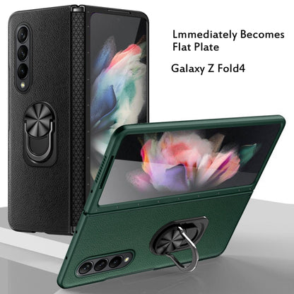 For Samsung Galaxy Z Fold4 GKK Litchi Pattern Foldable Protective Phone Case with Ring Holder(Green) - Galaxy Z Fold4 5G Cases by GKK | Online Shopping South Africa | PMC Jewellery