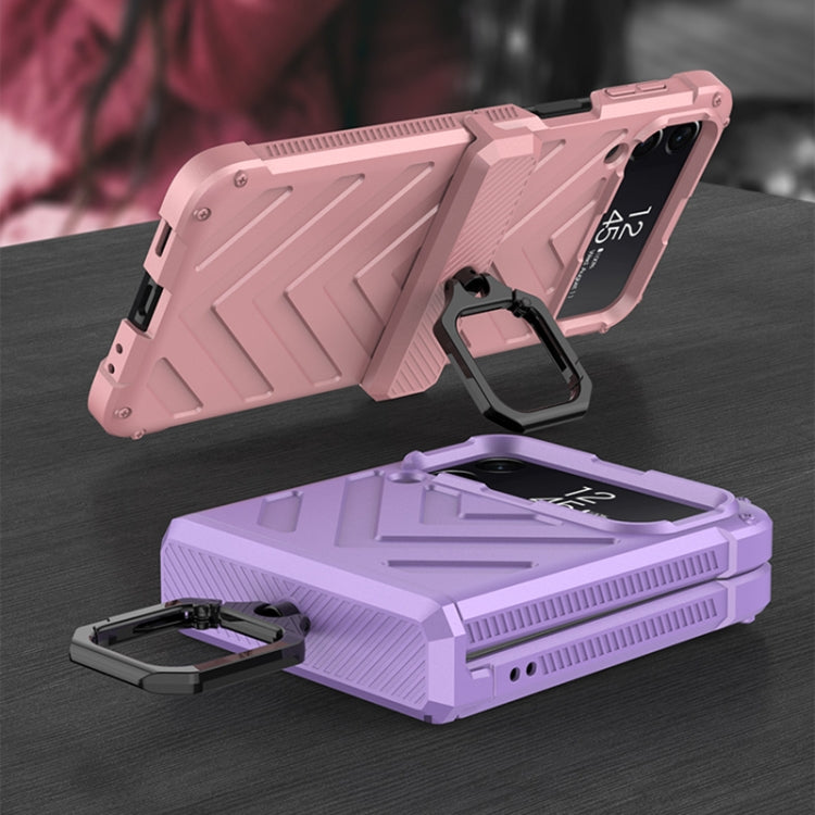 For Samsung Galaxy Z Flip4 GKK Sliding Camshield Magnetic Armor Flip Phone Case with Ring Holder(Sweet Pink) - Galaxy Z Flip4 5G Cases by GKK | Online Shopping South Africa | PMC Jewellery