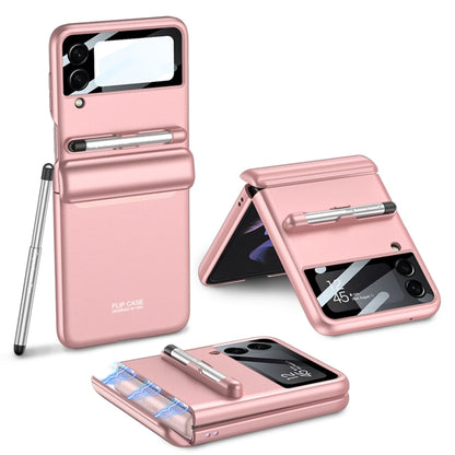 For Samsung Galaxy Z Flip4 GKK Magnetic Full Coverage Phone Flip Case with Pen(Pink) - Galaxy Z Flip4 5G Cases by GKK | Online Shopping South Africa | PMC Jewellery | Buy Now Pay Later Mobicred