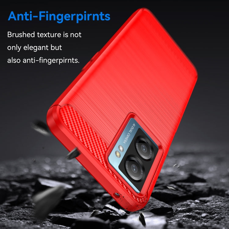 For OPPO A57S Carbon Fiber Brushed Texture TPU Case(Red) - OPPO Cases by PMC TechLife | Online Shopping South Africa | PMC TechLife